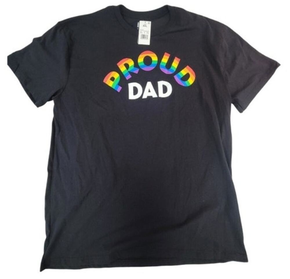 IML Proud Dad Rainbow Graphic T Shirt Large NWT Black Short Sleeve Shirt